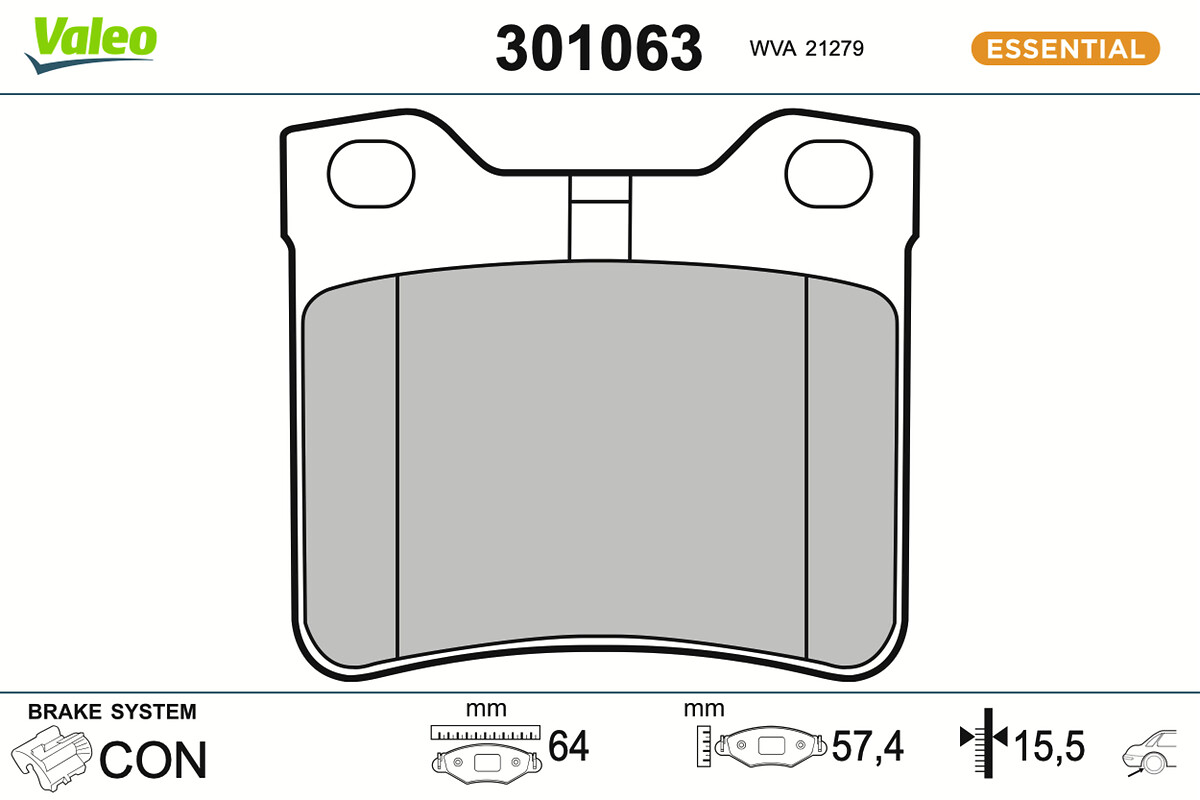 Jeu de 4 plaquettes de frein VALEO ref. 301063